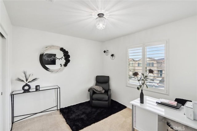 office area with light colored carpet