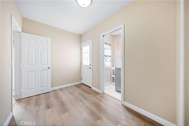 interior space with light hardwood / wood-style flooring