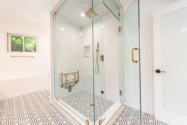 bathroom featuring walk in shower