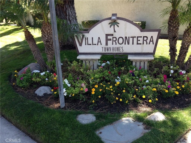 view of community sign