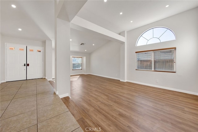 entrance foyer with light hardwood / wood-style floors