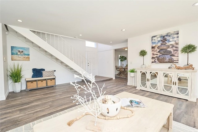 living room with wood-type flooring