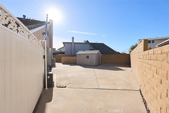 exterior space with a storage unit