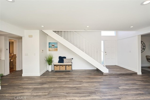 foyer featuring dark hardwood / wood-style floors