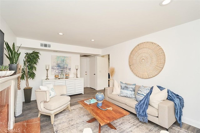 living room featuring hardwood / wood-style floors