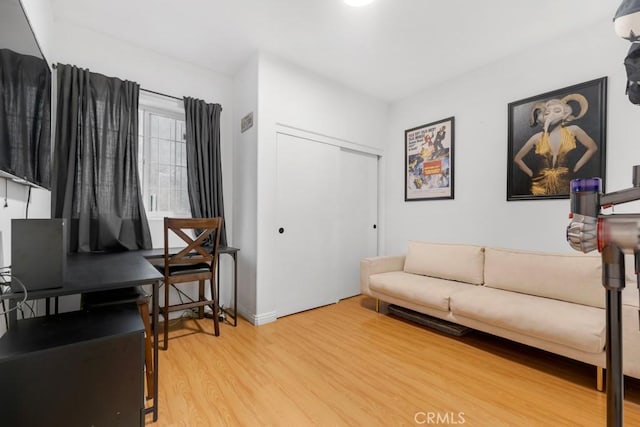 living room with hardwood / wood-style floors