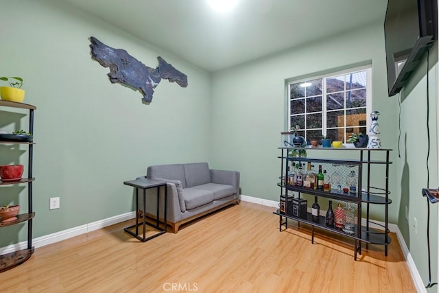 living area with wood-type flooring