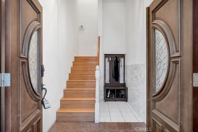 view of tiled foyer entrance