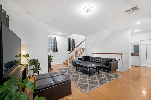 living room featuring light hardwood / wood-style floors