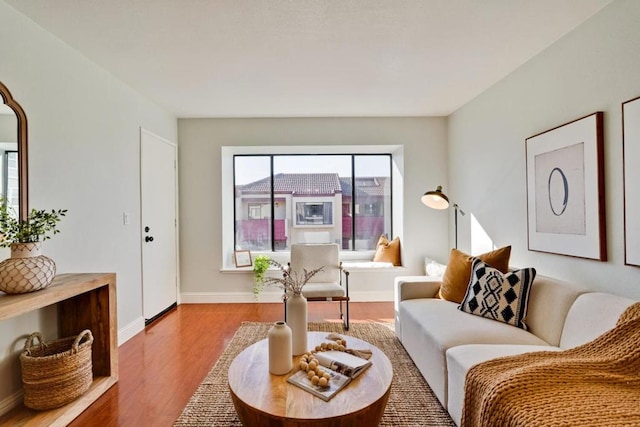 living room featuring light hardwood / wood-style floors