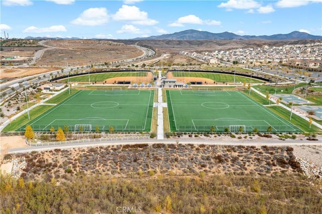 bird's eye view with a mountain view