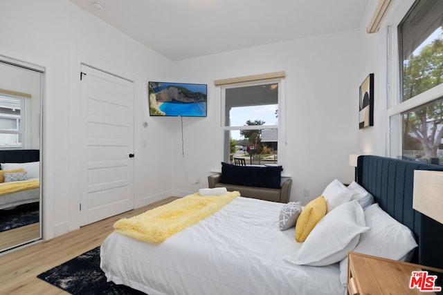 bedroom featuring a closet and hardwood / wood-style flooring