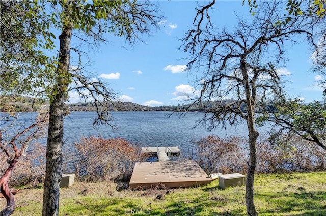 view of dock featuring a water view