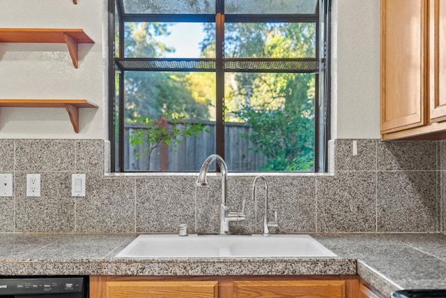 kitchen with sink, dishwasher, and backsplash