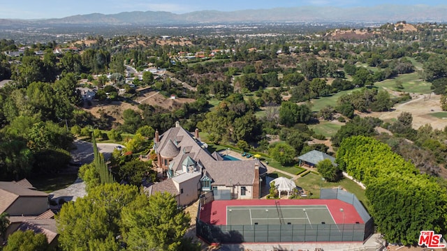 drone / aerial view with a mountain view