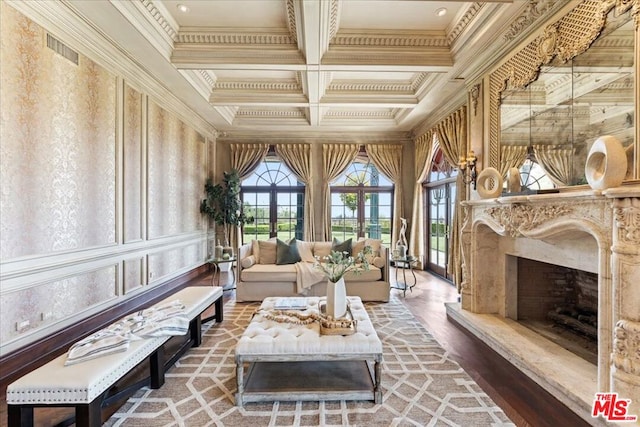 sunroom featuring a fireplace