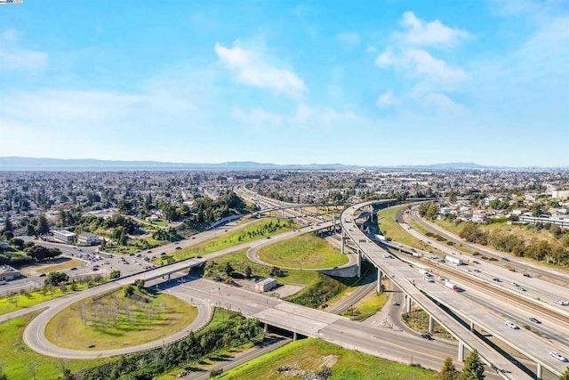 drone / aerial view featuring a mountain view