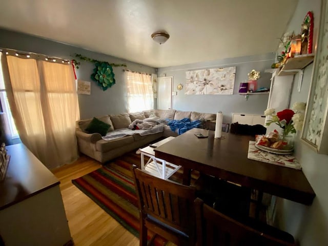 living room with light hardwood / wood-style floors