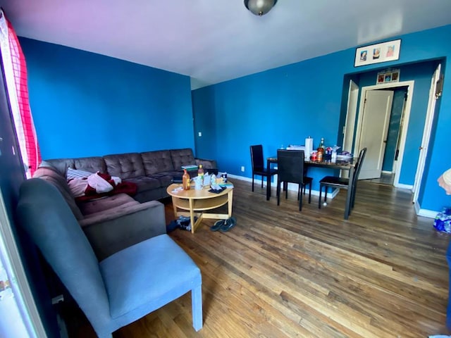 living room with hardwood / wood-style flooring