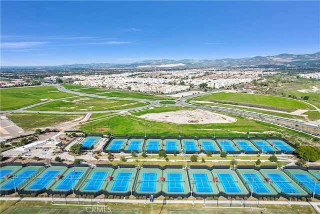 drone / aerial view with a mountain view