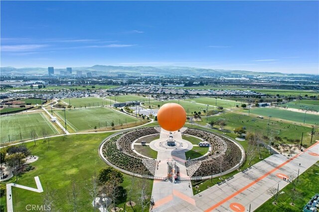 bird's eye view with a mountain view