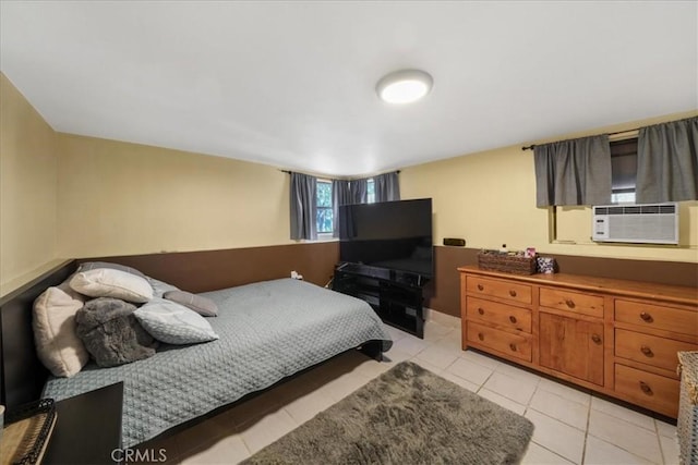 tiled bedroom featuring cooling unit