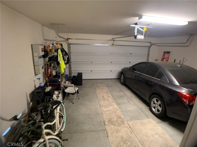 garage with a garage door opener