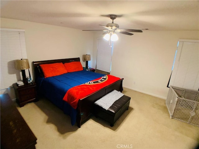 bedroom featuring carpet and ceiling fan