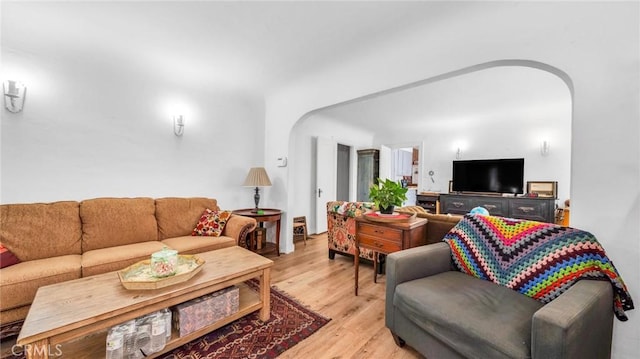 living room featuring light wood-type flooring