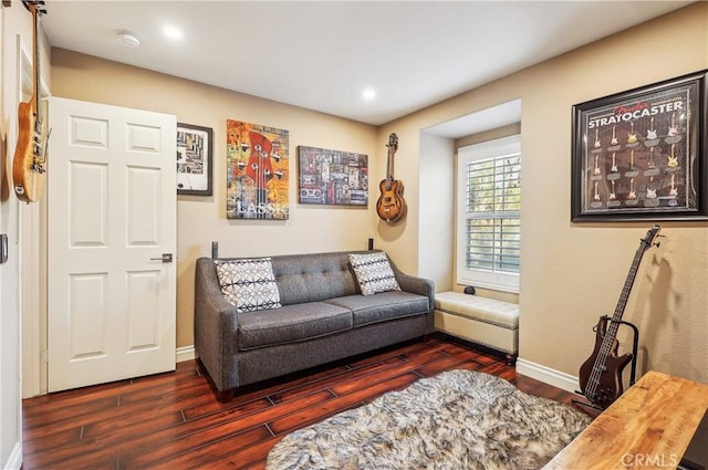 living room featuring dark hardwood / wood-style flooring