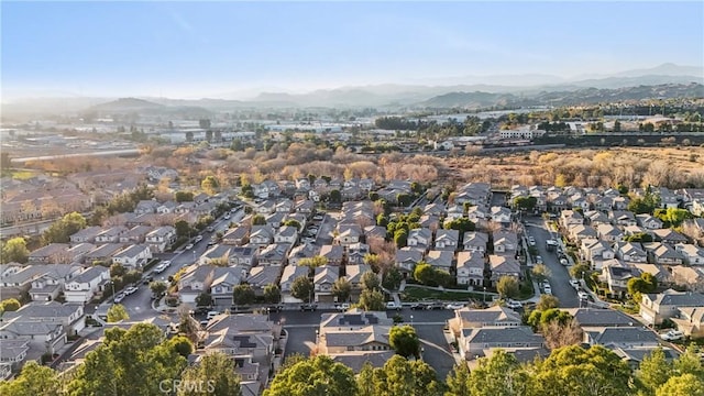 drone / aerial view featuring a mountain view