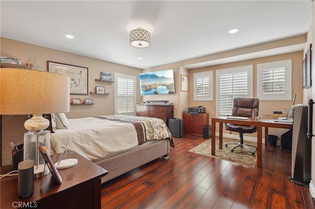 bedroom featuring dark wood-type flooring