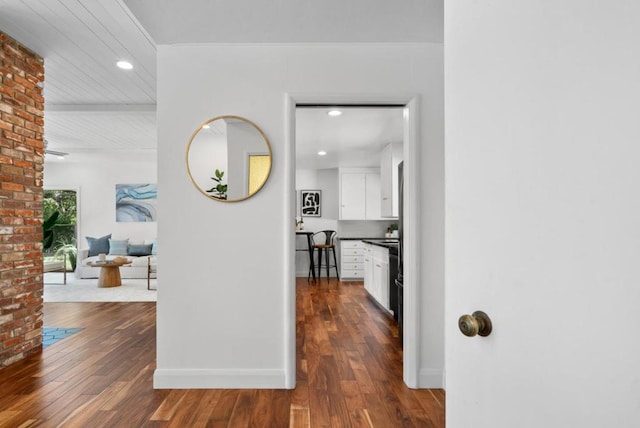 hall featuring dark hardwood / wood-style floors