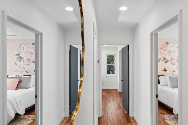 hall featuring light wood-type flooring