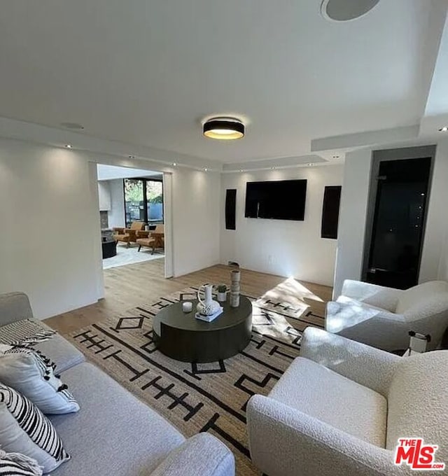 living room with light wood-type flooring