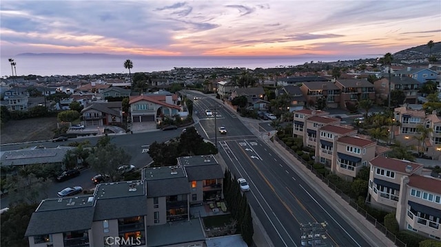 view of aerial view at dusk