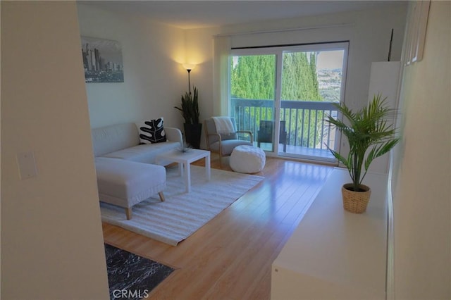 living room with hardwood / wood-style floors