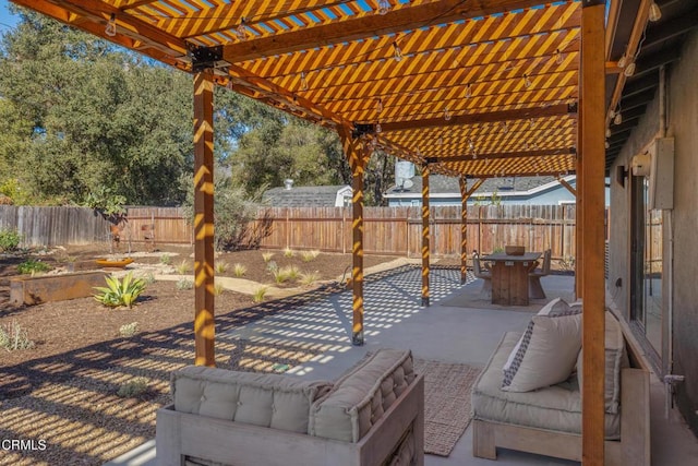 view of patio featuring a pergola