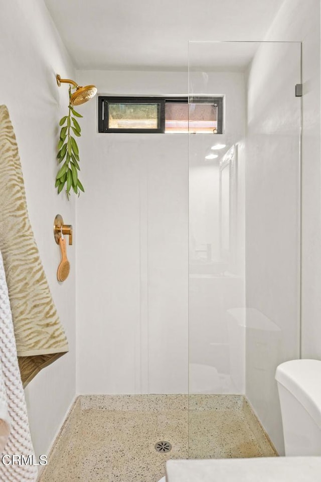 bathroom with toilet and a shower