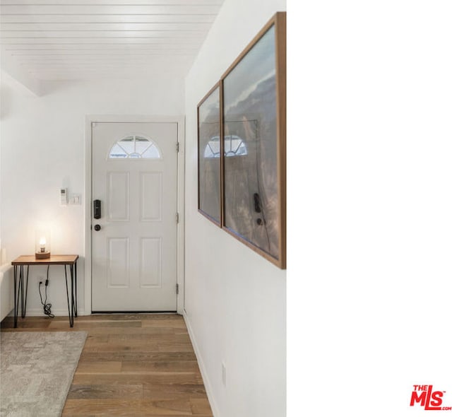 doorway featuring wood-type flooring