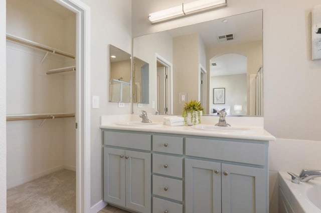 bathroom with vanity and a bathing tub