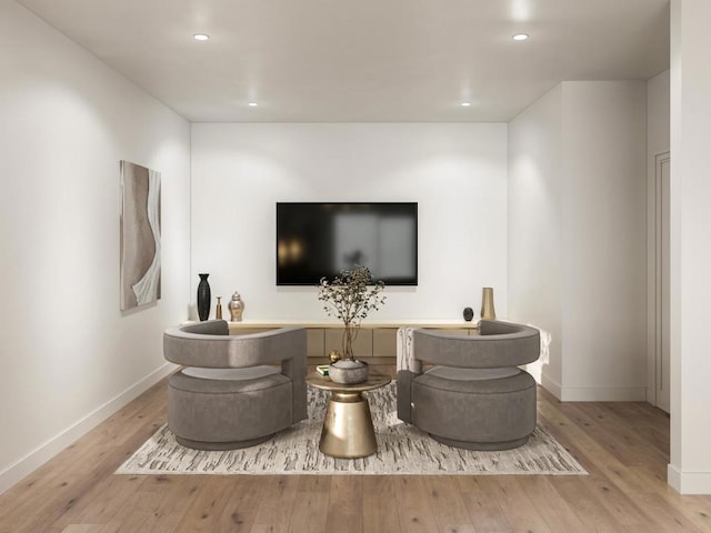 living room featuring light hardwood / wood-style flooring