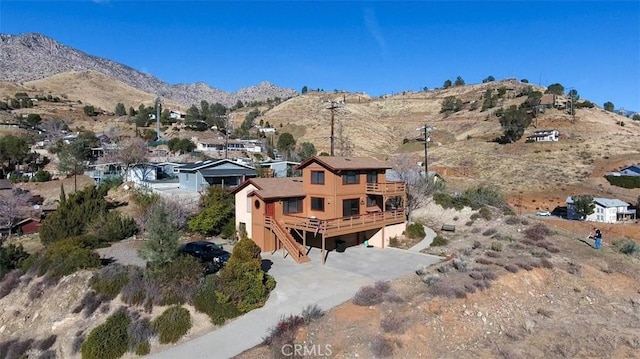 aerial view featuring a mountain view