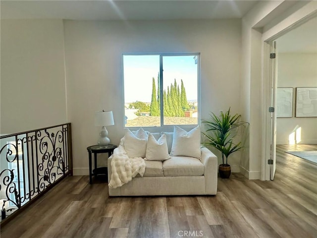 living area featuring hardwood / wood-style floors