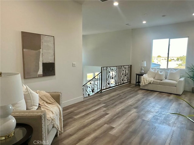 living room with wood-type flooring