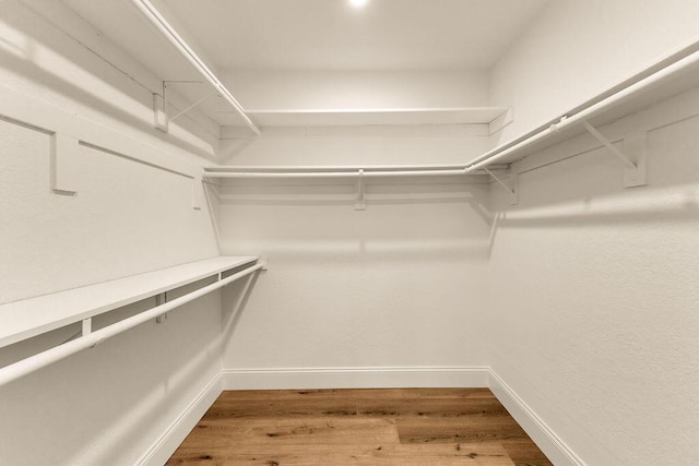 walk in closet with hardwood / wood-style floors