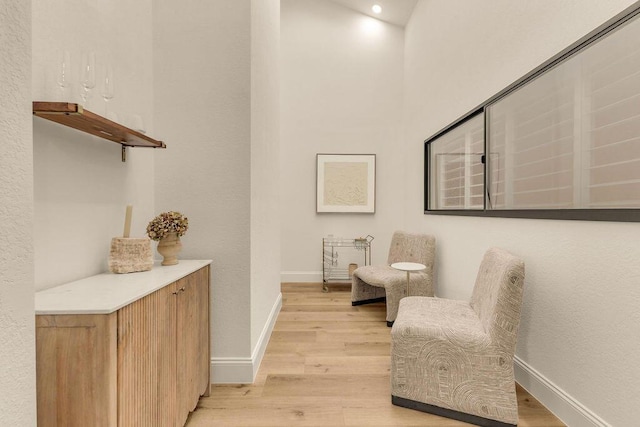 living area featuring light wood-type flooring