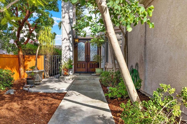 doorway to property with french doors