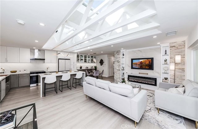 living room featuring light hardwood / wood-style flooring