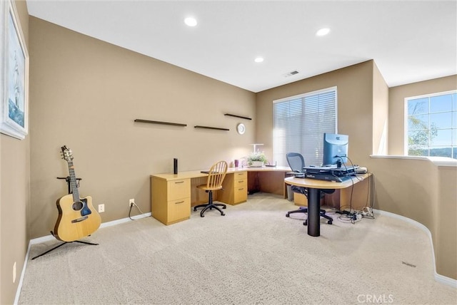 view of carpeted office space